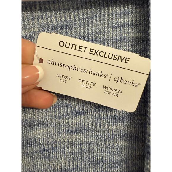 CJ Banks NWT Women's 1X Cottagecore Blue Knit Open Front Longline Cardigan - Picture 7 of 11